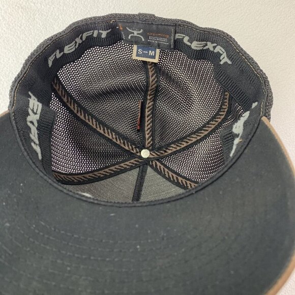 Hooey Men's Liberty Roper Black Brown Trucker Mesh Hat Flexfit Size S/M - Picture 6 of 9